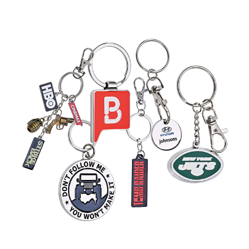 Custom letter logo soft enamel metal keychain